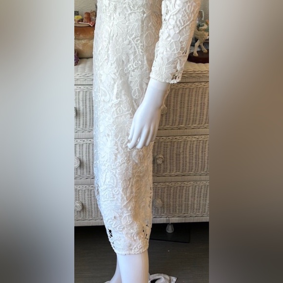 Sandro crochet lace midi dress white color Sandro size 3 = US size 8 NWT - Picture 9 of 14